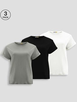 Bewakoof - Pack of 3 Women's Multicolor Boyfriend T-shirt