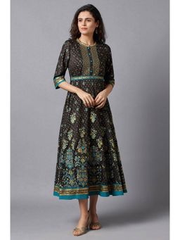 Aurelia - Black Flared Embroidered Dress