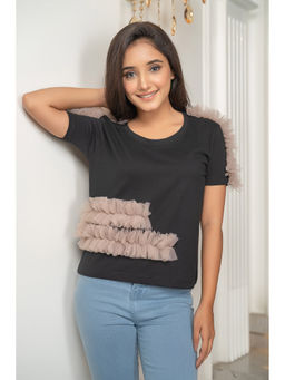 Label Swish - Beige Tulle Black T-Shirt