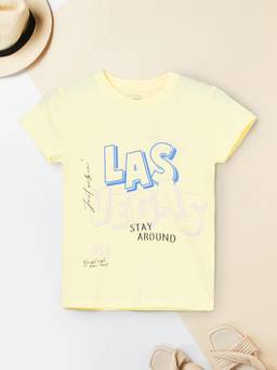 max - Girls Printed T-shirt-Yellow