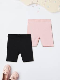 max - Girls Solid Knit Shorts-Pink (Pack of 2)