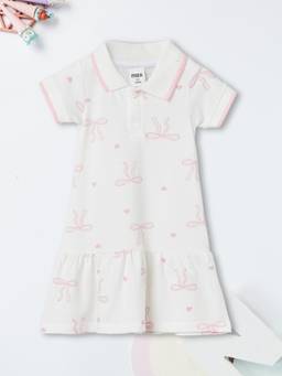 max - Girls Printed Shirt Dress-White