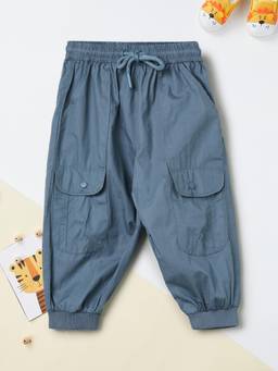 max - Boys Solid Cargo Joggers-Blue