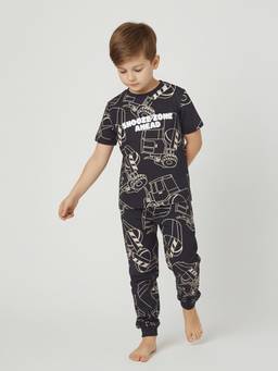 max - Boys Printed Sleepwear T-shirt and Joggers-Black