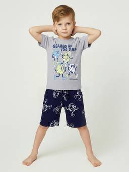max - Boys Printed Sleepwear T-shirt and Shorts-Grey
