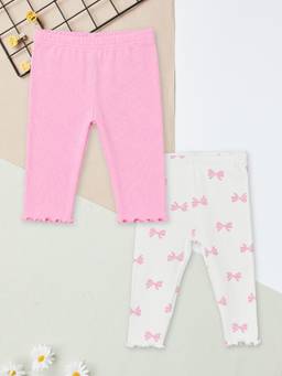 max - Girls Ribbed Leggings-Multi-Color (Pack of 2)