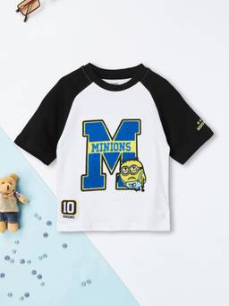 max - Boys Minions Printed T-shirt-White