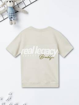 max - Boys Typography Printed T-shirt-Beige