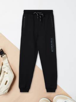 max - Boys Solid Joggers-Black