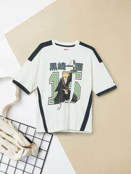 max - Boys Oversized Character Print T-shirt-White