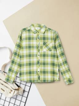 max - Boys Checked Relaxed Shirt-Green