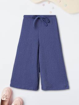 max - Girls Textured Wide-Leg Trousers-Blue