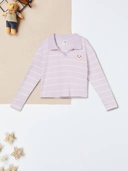 max - Girls Striped Top-Lavender