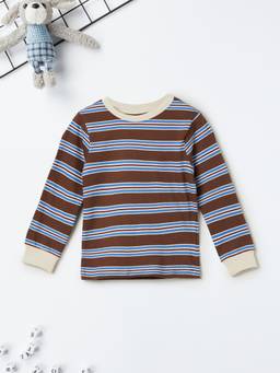 max - Boys Striped T-shirt-Brown