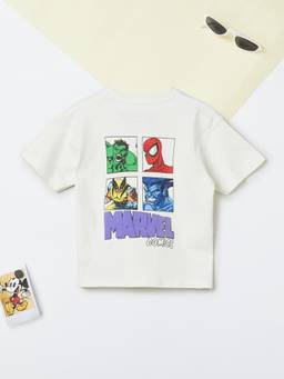 max - Boys Marvel Character Printed T-shirt-White