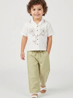 max - Boys Solid Trousers-Green