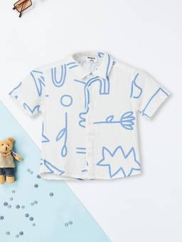 max - Boys Printed Shirt-White