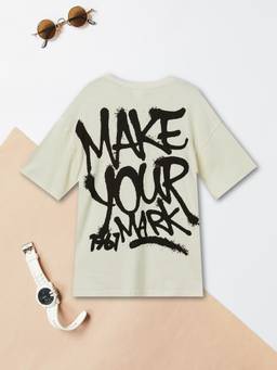 max - Boys Oversized Printed T-shirt-Beige