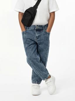 max - Boys Washed Balloon Fit Jeans-Blue