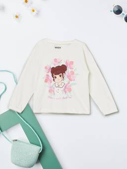 max - Girls Printed T-shirt-White