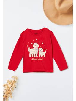 max - Girls Printed T-shirt-Red
