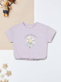 max - Girls Embroidered T-shirt-Lavender