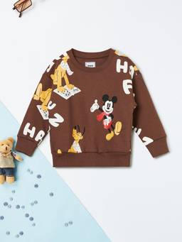 max - Boys Mickey and Pluto Sweatshirt-Brown