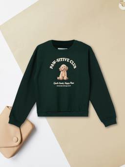 max - Girls Dog Printed Sweatshirt-Green