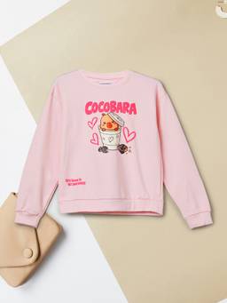 max - Girls Cocobara Printed Sweatshirt-Pink