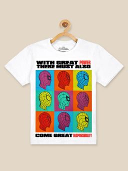 Kidsville - Spiderman Printed White T-Shirt for Boys