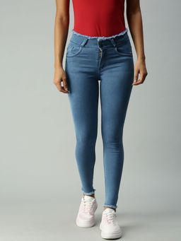 SHOWOFF - Womens Skinny Fit Clean Look Blue Jeans