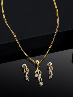 Estele - Gold Plated CZ Gleaming Necklace Set for Women