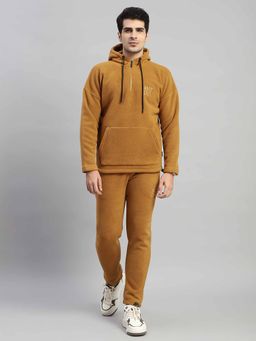 Rock.it - Mens Brown Solid Hooded Neck Full Sleeve Tracksuit (Set of 2)