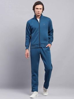 Monte Carlo - Mens Blue Solid High Neck Full Sleeve Track Suit (Set of 2)