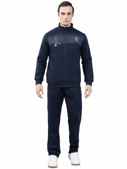 Cantabil - Men Blue Printed Track Suit (Set of 2)