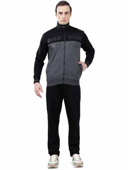 Cantabil - Men Black Colour Blocked Track Suit (Set of 2)