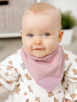 Cheeky Chompers - Dusky Pink Necker chew Bib (3-6 Months)