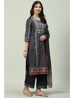 Biba - Black Printed Suit (Set of 3)