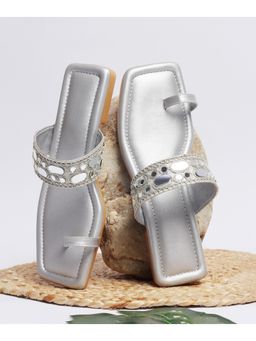 Street Style Store - Women Silver Embellished Flats