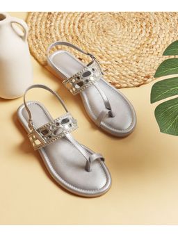 Street Style Store - Women Silver Embellished Sandals