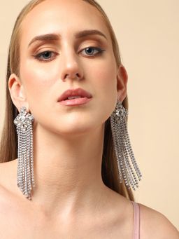 Sohi - Silver Plated Party Designer Stone Drop Earrings for Women