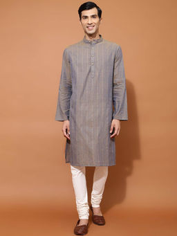 Fabindia - Blue Cotton Striped Kurta