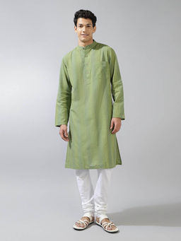 Fabindia - Green Cotton Striped Kurta