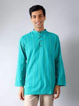 Fabindia - Teal Cotton Dobby Kurta