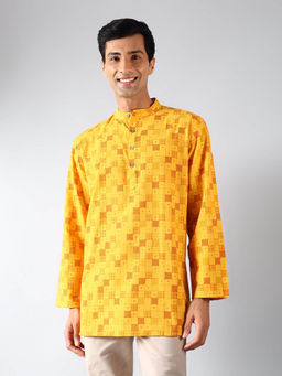 Fabindia - Yellow Cotton Printed Kurta