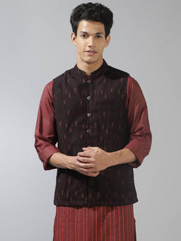 Fabindia - Black Wool Woven Jacket Nehru