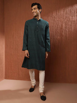 Fabindia - Teal Wool Woven Kurta