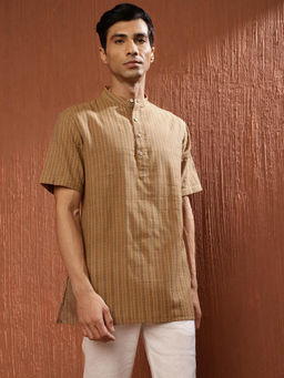 Fabindia - Brown Cotton Dobby Kurta