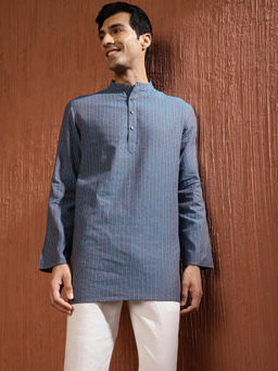 Fabindia - Blue Cotton Dobby Kurta