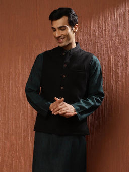 Fabindia - Black Wool Woven Jacket